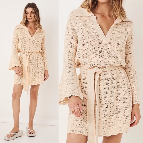 Spell and the Gypsy Road to Paradise Knit Mini Dress in Wheat